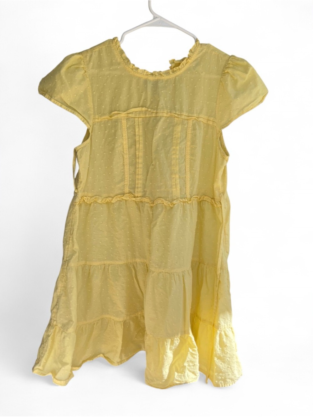 Belle Du Jour girls Soft Yellow Ruffle summer dress